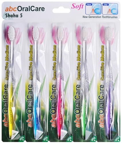 Brosses à dents Shaha sans nylon élimine douleur gencive avec poils doux fins lot de 5