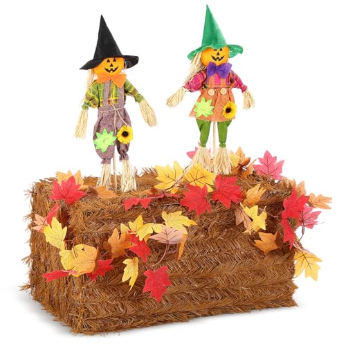 Colingmill 4 Pcs Fall Thanksgiving Party Straw Hay Scarecrow Decorations