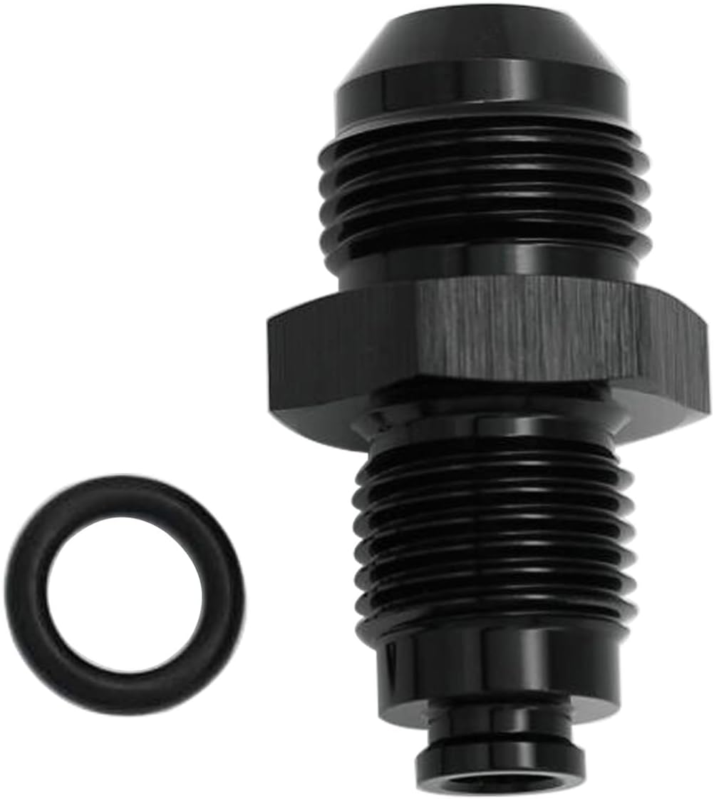 Aluminum 8AN Male Flare to M16x1.5 O Ring Seal Power Steering Adapter Fitting Connector Black