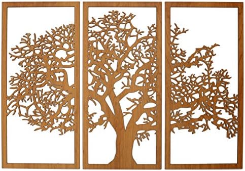 Skyline Workshop Tree of Life Cherry - 3 Panel Wood Wall Art - Beautiful Living Room Decor - Stunning Modern Art - Made in The USA