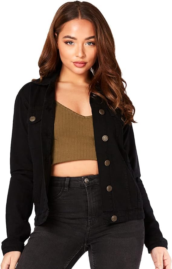 Jean Jacket Women - 100% Cotton Denim Jacket for Women Clothing in Regular Fit & Plus Sizes with Waist Adjuster