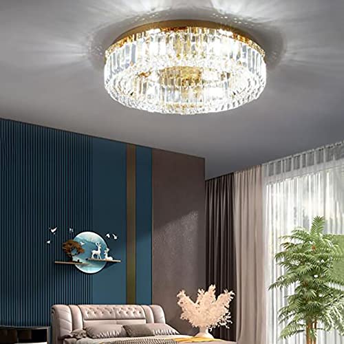 Lustre en cristal compact pour plafonds bas de chambre