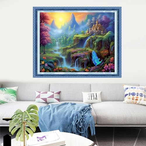 Image of Dooxvey Cross Stitch Kits for Adults Stamped Full Range of Embroidery Starter Kits for Beginners 11CT Printed Cross Stitch Patterns Needlepoint Kits Stamped Crossstitching-Scenery on Earth 16x20 inch