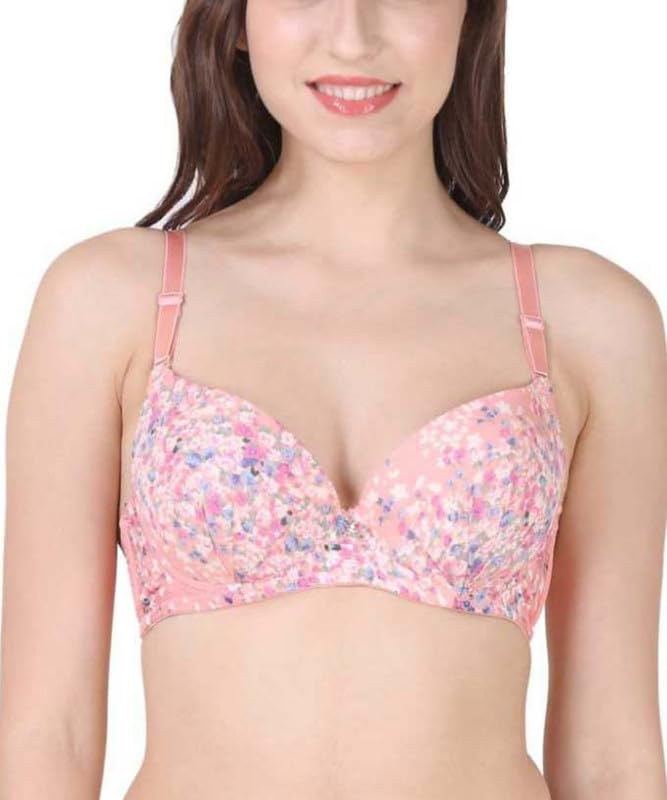Image of Brachy Women's Floral Print Push-Up Bra | Smooth Fit Seamless Padded Underwired T-Shirt Bra BCA FPWB-P