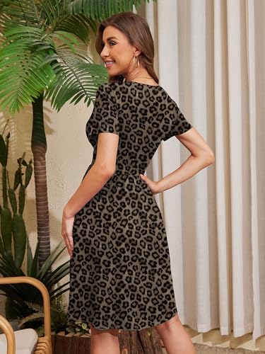 Image of Heymoments Womens Summer Short Sleeve Casual Dresses V-Neck Beach Dress with Pockets S-2XL