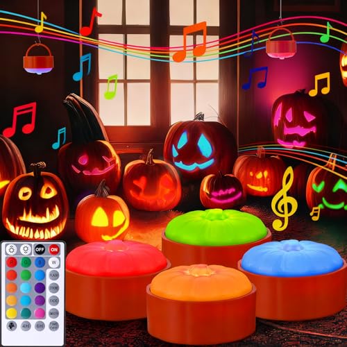 Cosyiker Rechargeable Halloween Pumpkin Lights with Remote and Timer