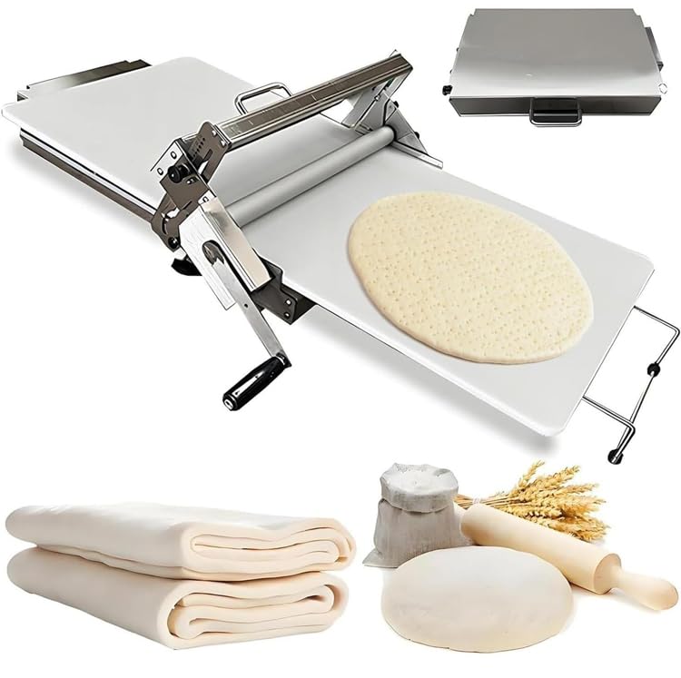JIANGYUXINLI MáQuina Laminadora de Masa Manual para PanaderíA, Laminadora Pasta Plegable, Pizza y Croissants, Rodillo Repostería Acero Inoxidable con Grosor Ajustable, Comercial y Doméstico A