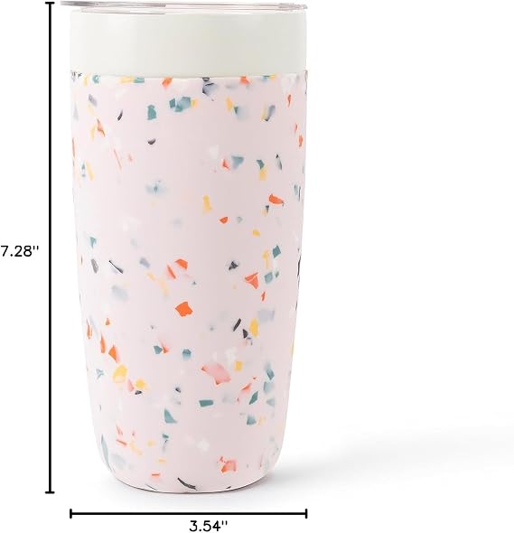 W&P Porter Insulated Tumbler 20 oz | No Metallic Aftertaste Ceramic Coated for Water, Coffee, Tea | Wide Mouth Vacuum Insulated | Dishwasher Safe, Blush Terrazzo
