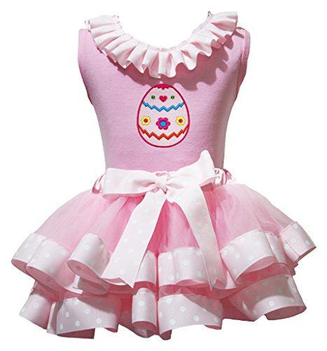 Robe oeufs de Pâques bébé fille ensemble chemise coton à pois jupe ruban