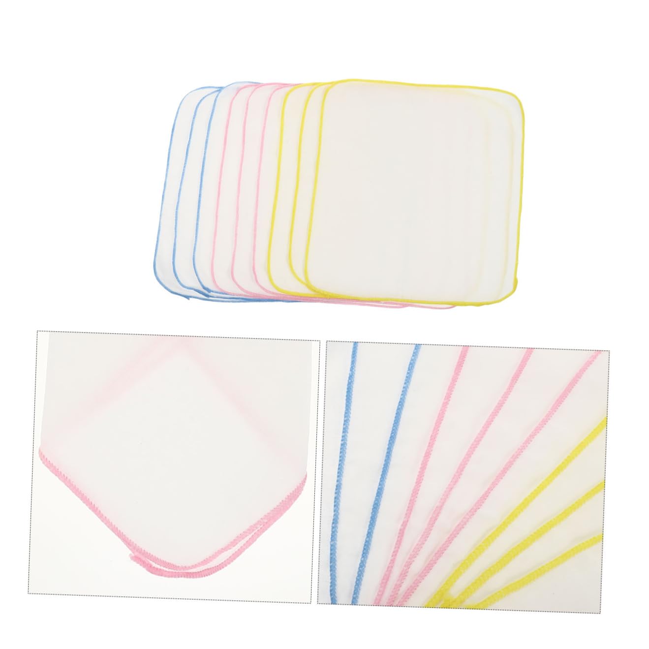 BESPORTBLE 9Pcs Burp Cloths Cotton Absorbent Newborn Burping Rags Delicate Square Towels Soft Breathable Fabric for Saliva Protection