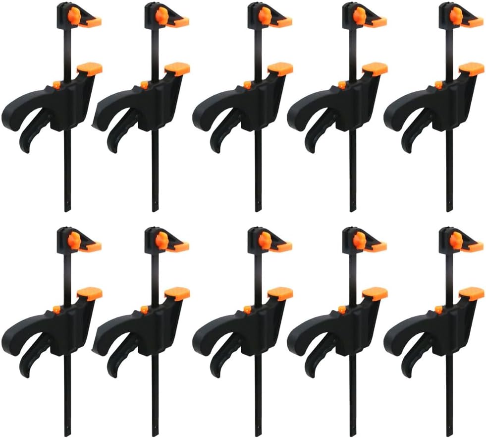 TopHomer 10 Packs Bar Clamp for Woodworking Quick Change F Clamp with Comfortable Handle for Gluing Securing Carpentry and DIY Easy to Use (Orange)