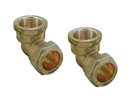 Ukdeals Direct Women's Brass Ukdd® 22Mm Compression By 3/4" Bsp Iron Elbow 90 Bend, 22Mm X 3/4" Adaptors Bend - Wras Approved - Pack Of 2