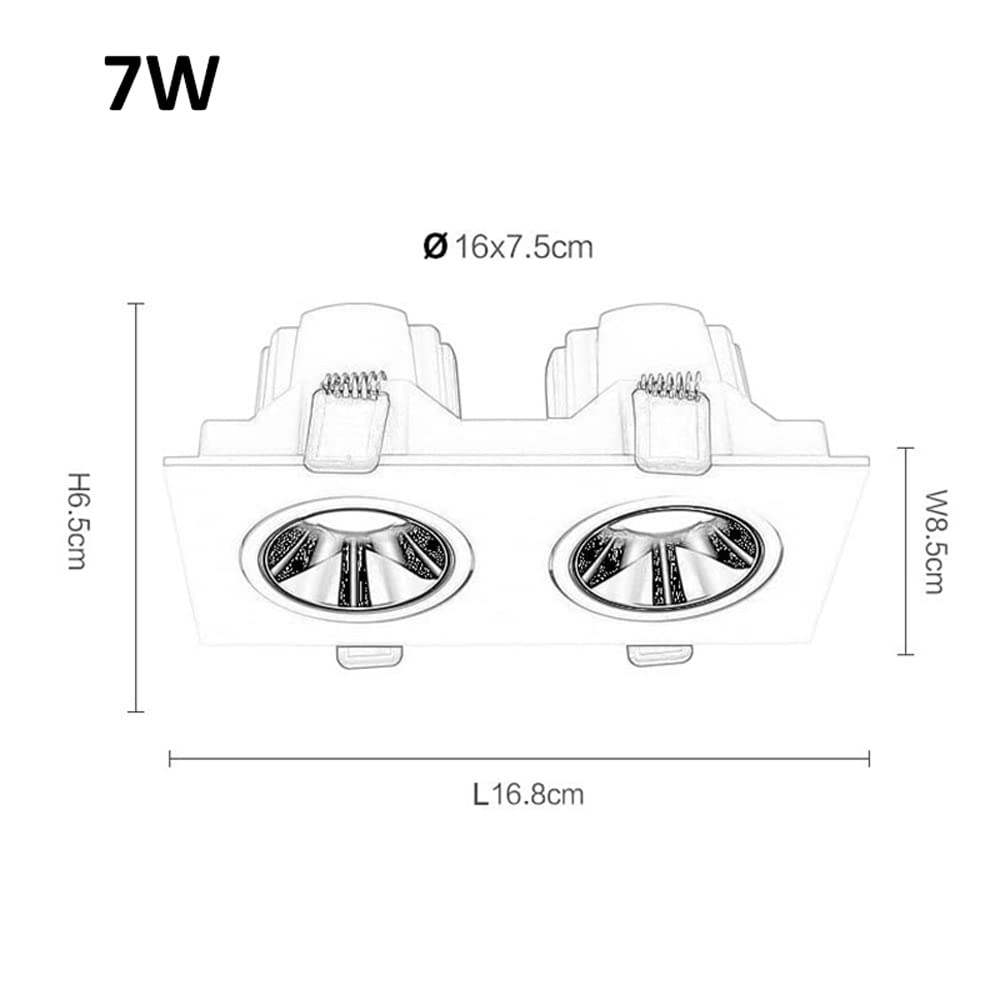 Podwójna Głowica Lampy Led Z Czarną Gałką Oczną 7W, Prostokątne Reflektory Retrofitowe 12W, Panel Sufitowy Cob, Zestaw Do Konwersji Oświetlenia Dyskowego, Temperatu,7w-4000k