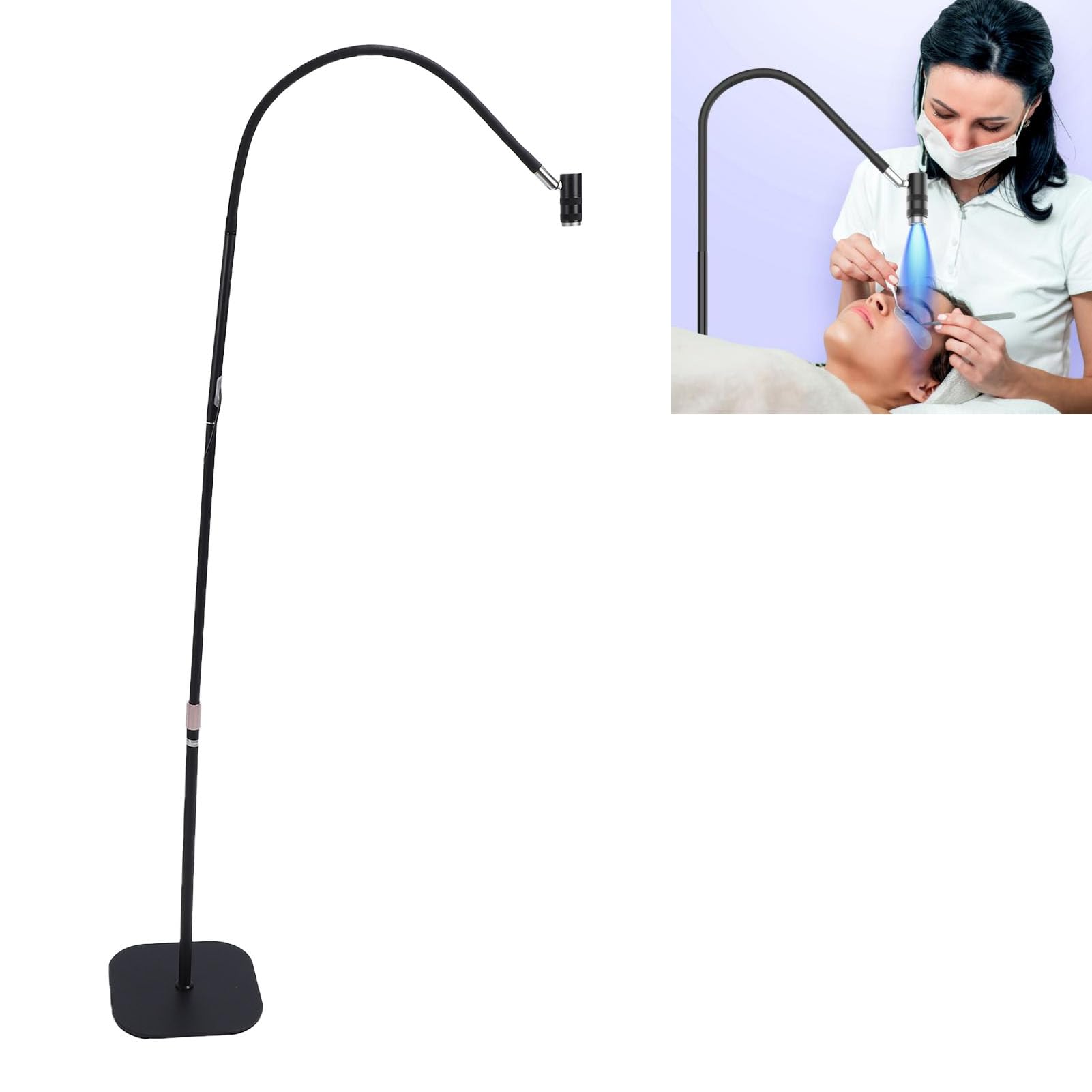 Tbest Secador de Uas de Gel con Luz Ultravioleta, Lámpara de Curado, Lámpara de Pie para Manicura, Secado Eficiente de Todo el Esmalte de Uas, Manguera Flexible, Base Estable