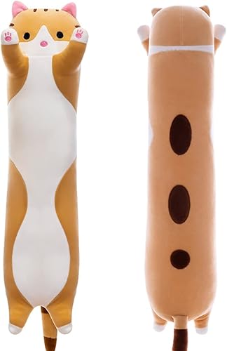 Almohada larga de felpa con forma de gato, almohada corporal larga de animales de peluche, almohada larga para dormir, juguete de peluche para