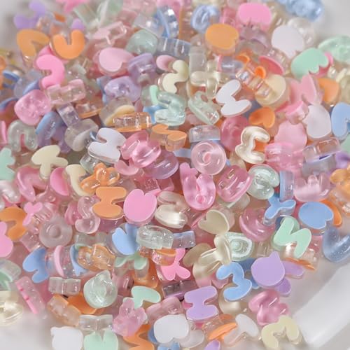 100Pcs Random 26 Letter Colorful 3D Bubble Flat Acrylic Charms Translucent