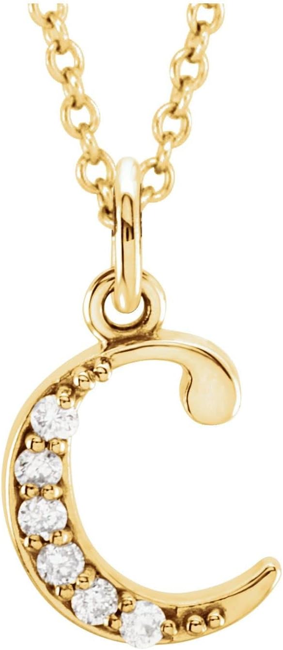 14K Gold Diamond Lowercase Initial Alphabet Pendant 16" Necklace (Color G-H, Clarity I2-I3, 0.02 to 0.025 Cttw)