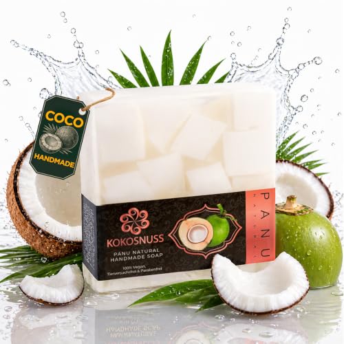 PANU de coco - Jabón de ducha vegano para todo tipo de pieles - Jabón natural para cuerpo, rostro y cabello - Jabón artesanal de Tailandia - Apoya a las mujeres