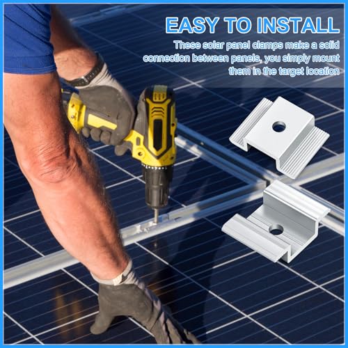 image for Zhengmy 100 Pack Solar Panel Mid Clamps 1.06 Inch Solar Panel Bracket 
