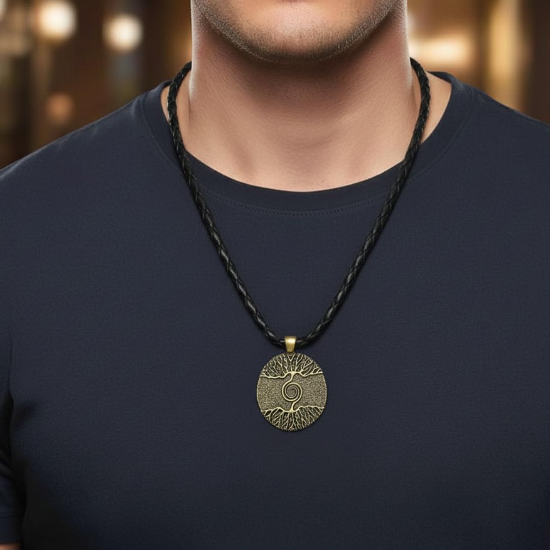 THE MEN THING TREE COPPER RUSTIC – Alloy Pendant with 24inch Leather Cord Chain for Men & Boy