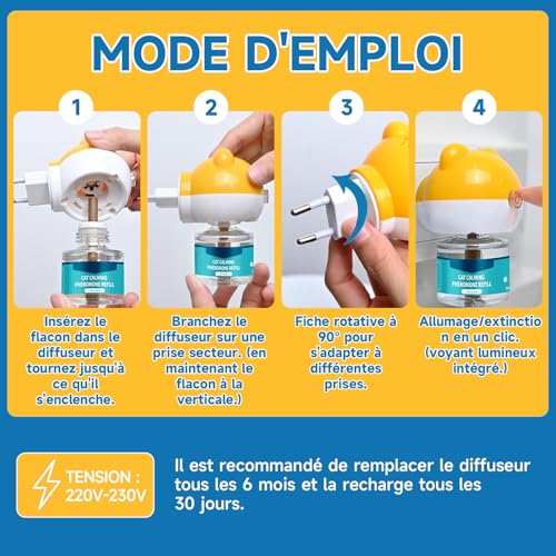 Diffuseur pheromones chat compatible universel anti-stress et anxiété