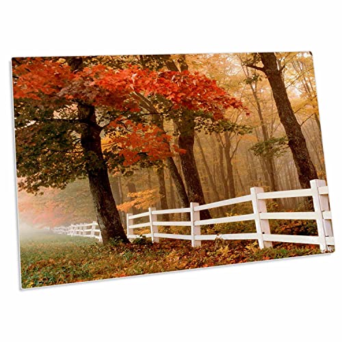 3dRose Autumn - Pad para escritorio colores otoño y cerca blanca