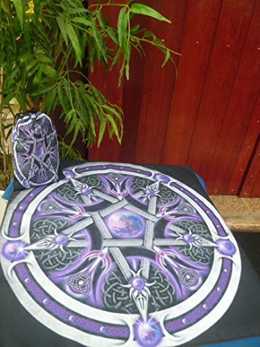 TOALHA ESOTERICA MANDALA ESTRELA 5 PONTAS WICCA UMBANDA 01 VELA 7 DIAS E CX MDF