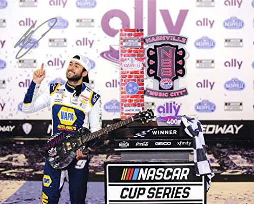 AUTOGRAPHED 2022 Chase Elliott #9 NAPA Racing NASHVILLE WIN (Music City Guitar Trophy) Signed Picture NASCAR 8X10 Inch Glossy Photo with COA