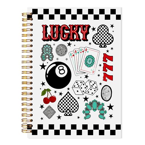 LADOCK Vintage Western Notebook, Trendy Lucky 8 Ball Journal, Retro Cowboy Cowgirl Spiral Notebook, Western Office Supplies, Country Southwestern Journal for Women, 5.5x8.3