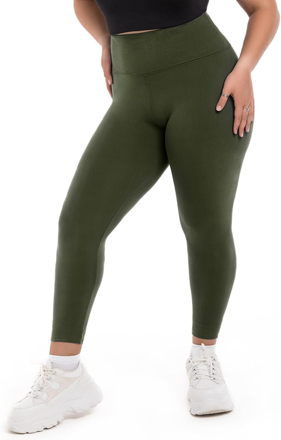 SINOPHANT Plus Size Leggings for Women, High Waisted Tummy Control Buttery Super Soft Black Yoga Pants for Workout Running