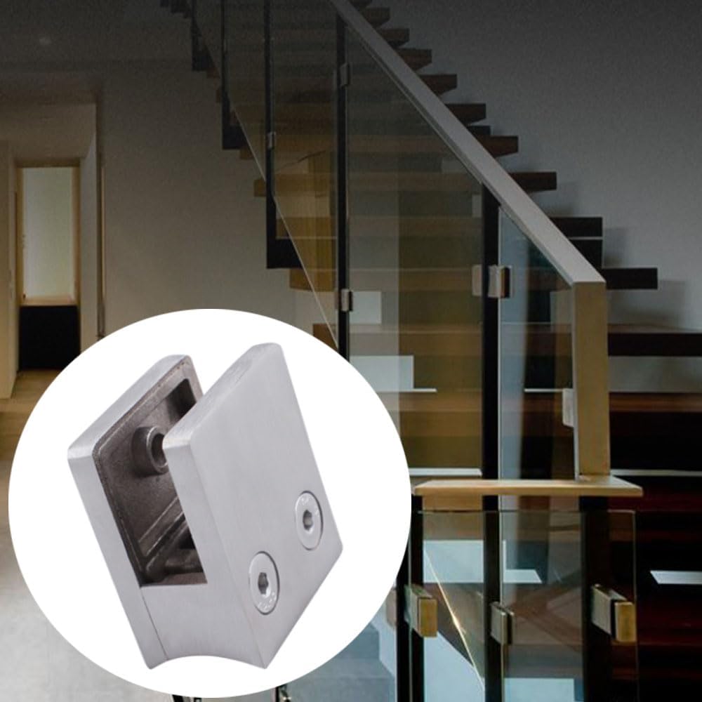 Adjustable Glass Shelf Brackets (4 Pack) – 1/3"-1/2" 304 Stainless Steel Clamps for Floating Shelves/Railings