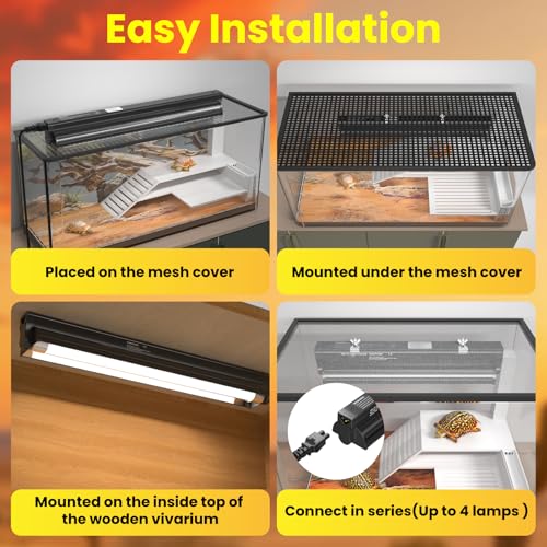 HeatingLux T8 UVB Light Reptile Kit 15W, 10.0 UVB UVA Lighting Combo Kit 18IN, Reptile Light Fixture with Fluorescent Tube for Vivariums, Desert Reptiles, Bearded Dragons, Lizards, Snakes - Image 4