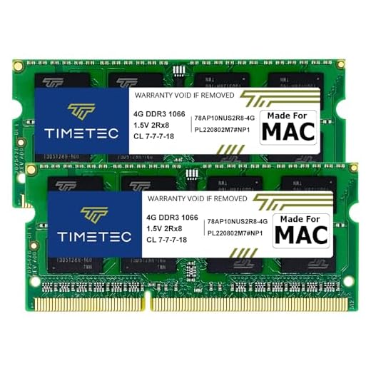 Timetec Kit de 8GB (2x4GB) Compatible para Apple DDR3 1067MHz/1066MHz PC3-8500 CL7 para Mac Book, Mac Book Pro, iMac, Mac Mini Actualización de Memoria SODIMM Mac RAM
