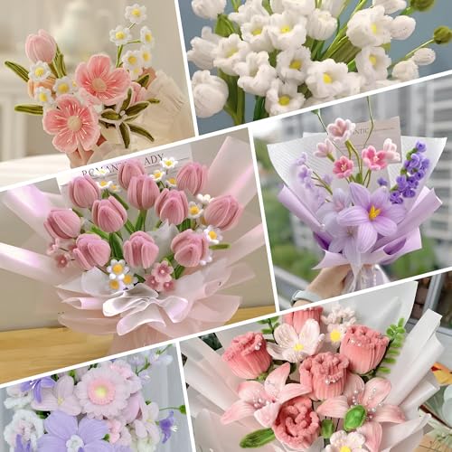 Yiheini 800 PCS Pipe Cleaners Craft with Handle, Pipe Cleaner Flower Kit, 8 Colors Flowers Making Kit with Chenille Stems, Floral Wires, Gardening Tape, Stamen, Ruler, Floral Wrapping Paper & Ribbon - Image 3