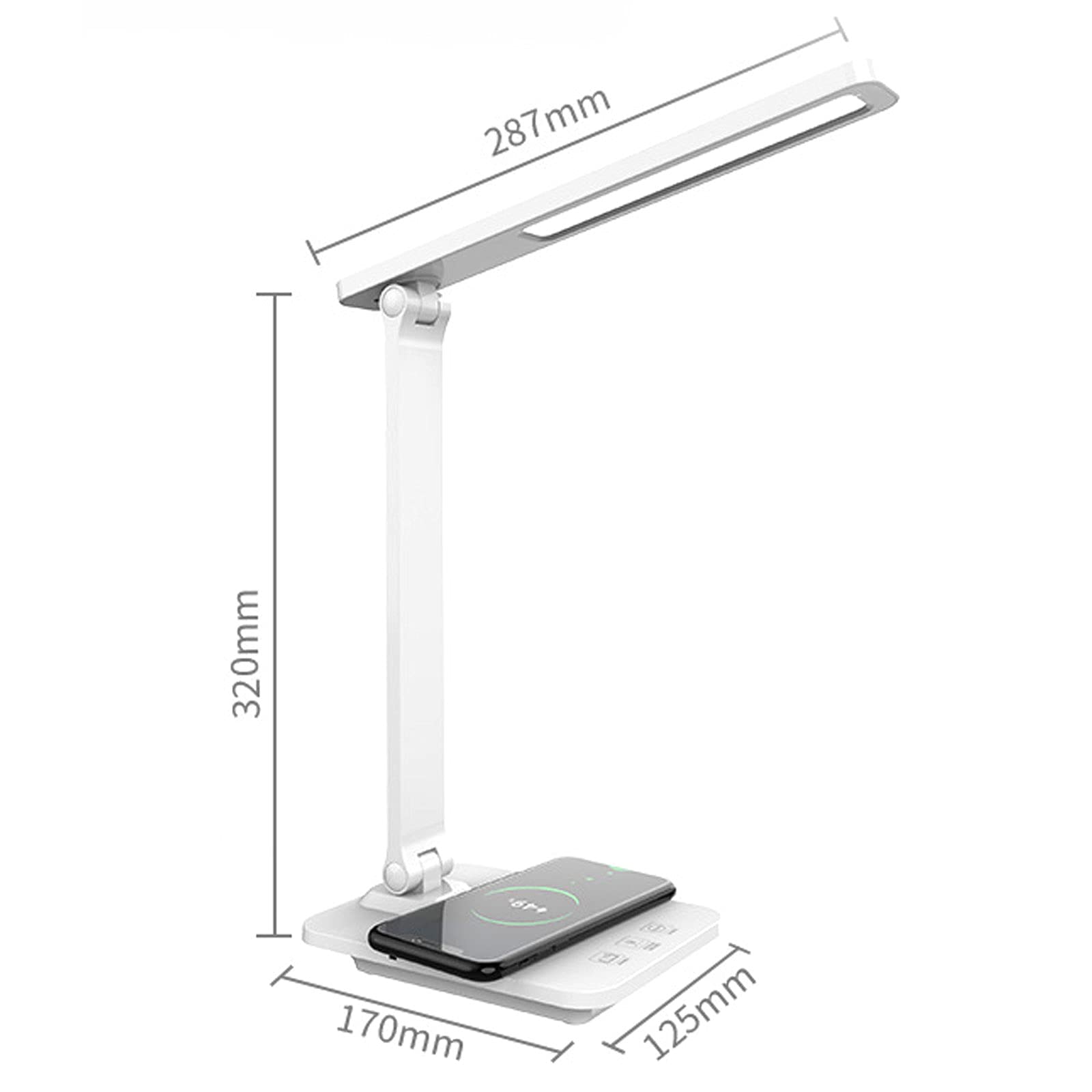 Lampa Biurkowa Led Przyciągające Wzrok Lampy Stołowe Z ładowaniem Usb, Wbudowaną ładowarką Bezprzewodową, 3 Poziomy Temperatury Barwowej Do Biura Domowego/Użytku Domowego/Nauki/Odczytu