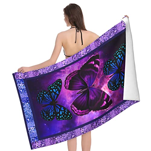 Fxxwjp Purple Butterfly Beach Towel Microfiber Sand Free Beach Towels Oversized Quick Dry Bath Towels Pool Swim Towels Travel Beach Blanket For Kids Adults Beach Vacation Essentials 32X 52 In #TOP2