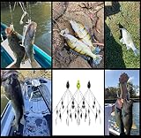 HCHinn Alabama Rig for Bass Striper Fishing Lures Baits 5 Arms Umbrella A-Rig Swimbaits with 8 Willow Leaf Blades for Trout Perch Walleye Freshwater/Saltwater Boat Trolling and More