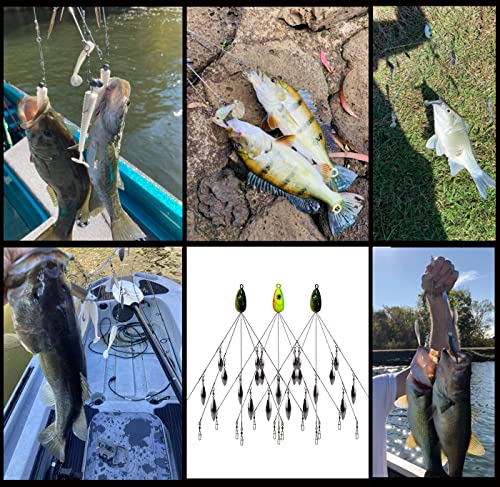 HCHinn Alabama Rig for Bass Striper Fishing Lures Baits 5 Arms Umbrella A-Rig Swimbaits with 8 Willow Leaf Blades for Trout Perch Walleye Freshwater/Saltwater Boat Trolling and More
