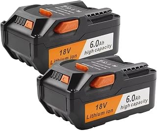 18V Replacement Lithium-Ion Battery Compatible with RIDGID R840087 R840083 R840085 AC840085 Cordless Power Drill Angle Grinder Nail Gun Tool Packs(2PCS 6000mAh)
