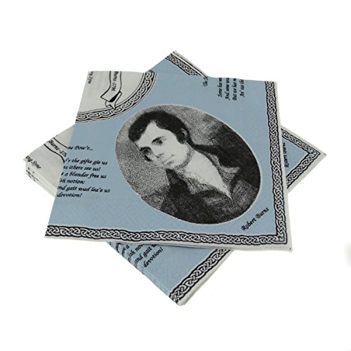 Glen Appin Blue,Grey Robert (Rabbie) Burns Paper Napkins With Poems And Picture