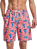 TSLA Men's Swim Trunks, Quick Dry Beach Swimming Board Shorts, Bathing Suits with Inner Mesh Lining and Pockets, Print 7'' Board Shorts Surfing Dino, Small