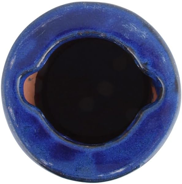 Esschert Design Ceramic Bird Bath and Pedestal, Cobalt Blue