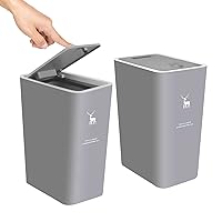 Vista 13 de XPIY Bote de basura con tapa, paquete de 2 botes de basura de 4 galones/15 litros con parte superior de prensa, bote de basura pequeño a prueba