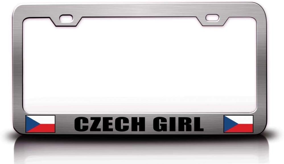 Czech Girl Country Flag Metal Car SUV Truck License Plate Frame Ch i60