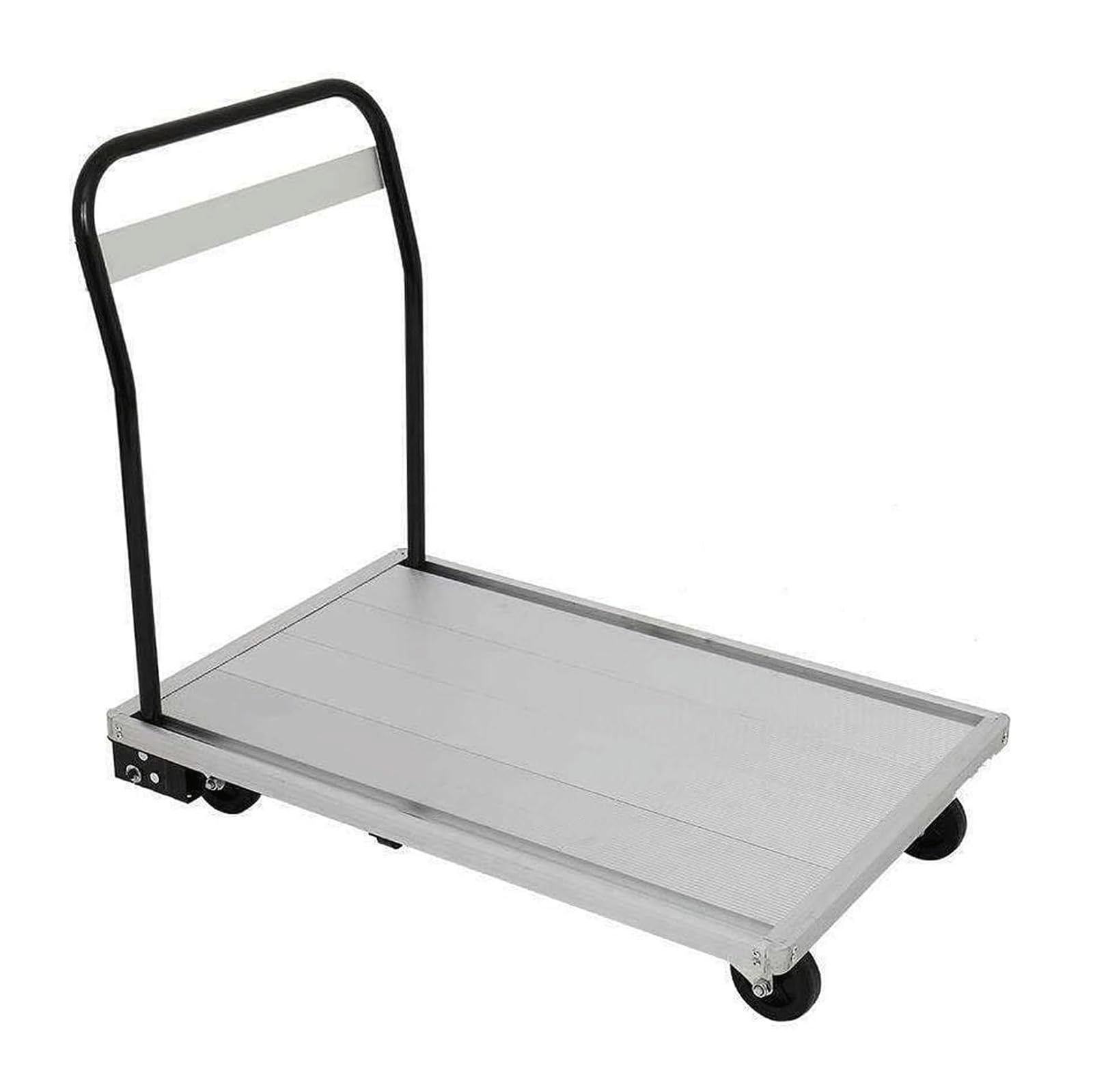 Carrello a Piattaforma Piana, in Acciaio per impieghi gravosi, con Ruote, Carrello a Piattaforma in Alluminio Portatile con Design Pieghevole e Elevata capacità di carico - Argento S
