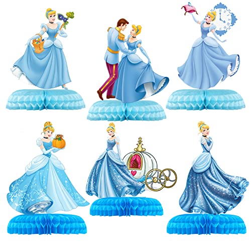 Cinderella Birthday Party Supplies, 6Pcs Princess Theme Table Decorations Honeycomb Centerpieces, Photo Booth Props, 3D Double Side Table Toppers, Cinderella Birthday Decorations For Boys And Girls #TOP6