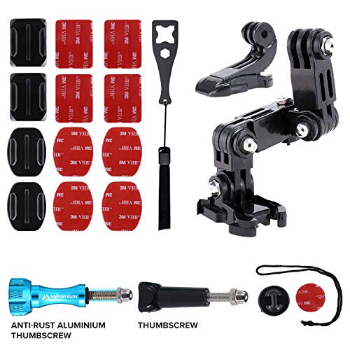 MiPremium Motorcycle Helmet Chin Mount Kits for GoPro Hero 13 12 11 10 9 8 7 6 5 4 3 Black Silver Session, AKASO/Campark & Other Action Camera Swivel Aluminium Screw Flat Curved Adhesive Pads & J Hook - Image 3
