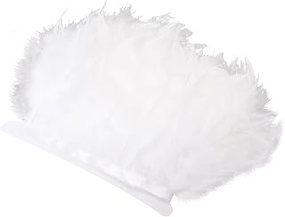 White Turkey Feathers Fringe Trim 5 Yards 4-6inch Fluffy Feather Trim Fashion Dress Sewing Crafts for DIY Handbag Costumes Wedding Decoration