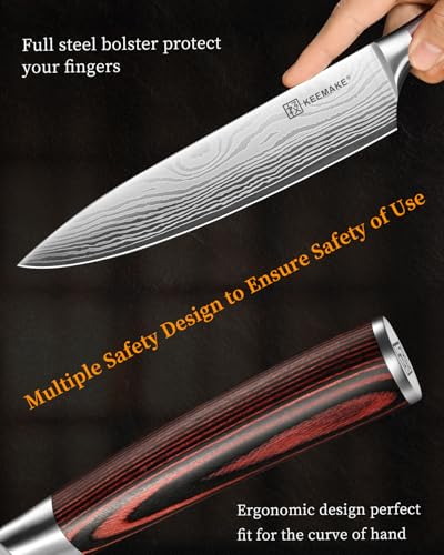 Image of KEEMAKE 3 Pieces Kitchen Knife Set, Professional Ultra Sharp Chef Knife Set