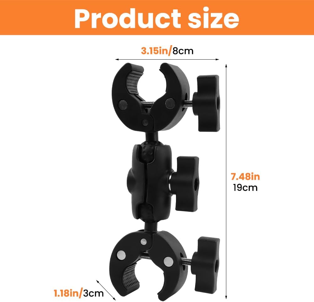 Super Double Clamp Camera Mount Chair Umbrella Clamp with 360° Magic Arm, Umbrella Holder Clip for Beach Chair, Umbrella, Pole, Strollers, Motorcycle